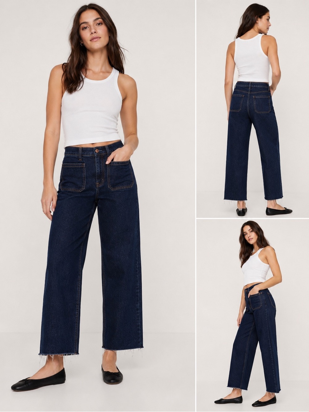 GAP High-Waist Wide-Leg Dark Blue Jeans